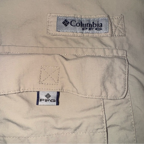 📌Columbia Men’s PFG Vented Fishing Shirt Short Sleeve Beige Khaki Outdoor SZ -XL - Picture 7 of 10